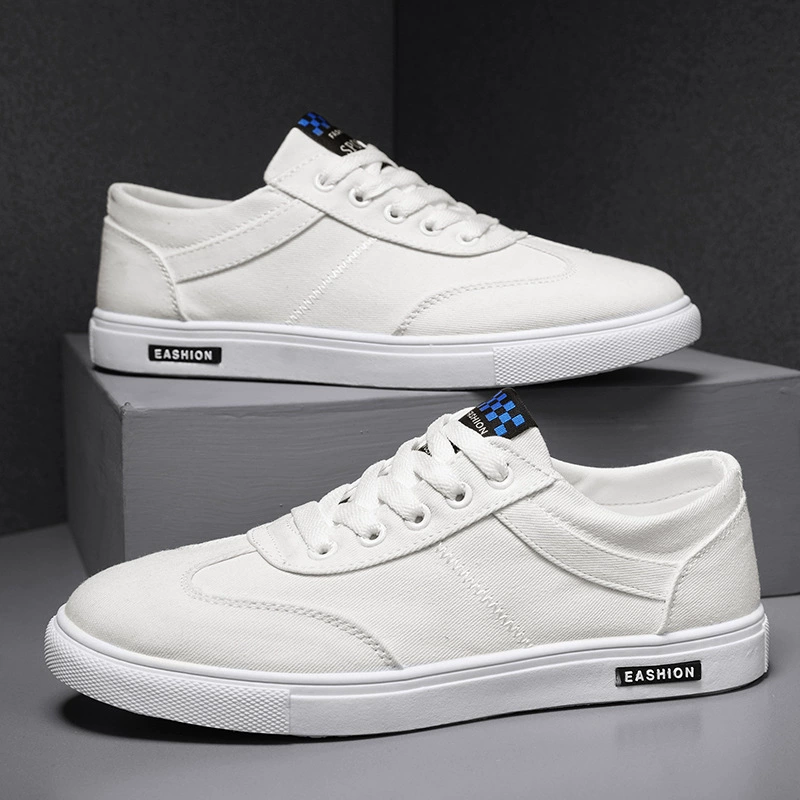 Мужская обувь, Новинка лета, однотонная универсальная обувь для студентов, Белая обувь, дышащая парусиновая обувь, повседневные кроссовки