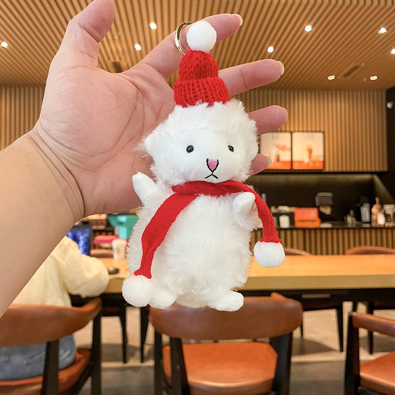 圣诞钥匙扣毛绒新年挂件可爱小熊玩偶娃娃公仔书包钥匙链小礼物|undefined