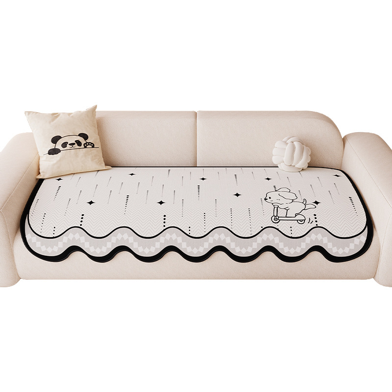 Cojín de sofá cuatro estaciones generales 2025 nuevo tipo fijo antideslizante arena de cuero lanzado cojín de tela cubierta sensación de dibujos animados de alto nivel