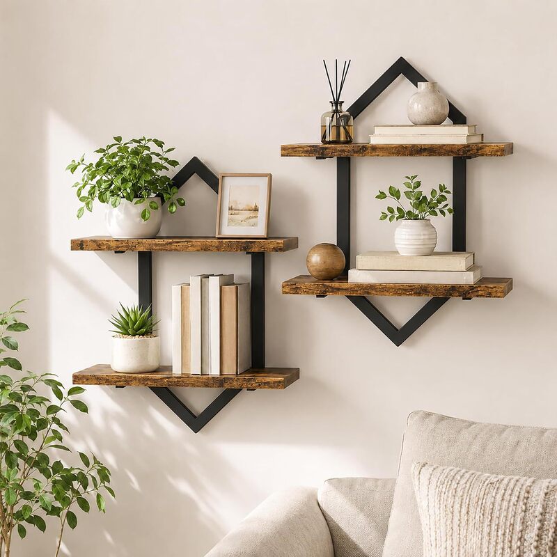 In-stock iron art bathroom shelf, wall-mounted floating shelf for living room and kitchen, wall-mounted floating storage rack
