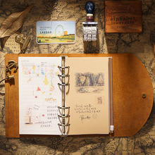 海盗船日记本A6笔记本复古创意牛皮本子旅行手帐活页翻盖款记事本