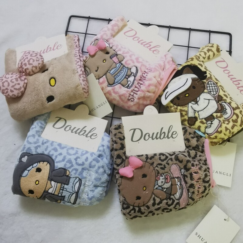 Oshuangli Genuine Product Leopard Print Cat Thickened Quick-Drying Household Face Washing Cap, Large Hair Drying Cap, Bath Cap, Large Towel for Bathing