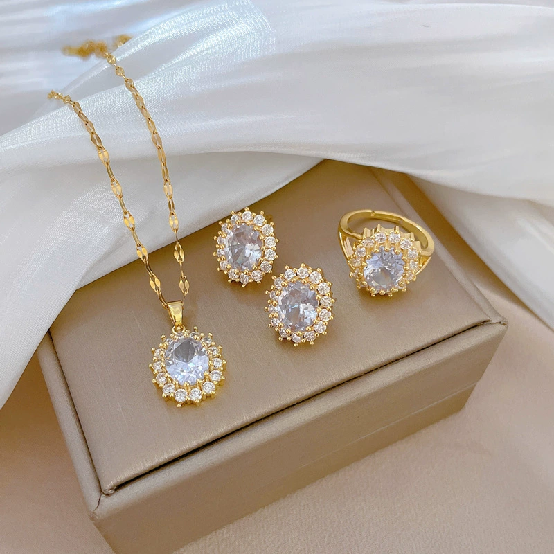 [Набор комбинаций] Элегантное ожерелье в форме конского глаза в форме яйца, Интернет-знаменитость, полное циркониевое ожерелье, женская модная тенденция, производитель цепочек на ключицы