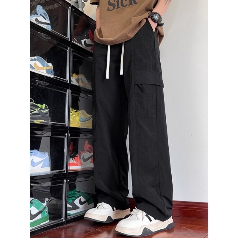 Pantalones de trabajo para hombres de moda americana de verano delgados pantalones casuales sueltos recto paracaidistas pantalones deportivos para hombres de verano