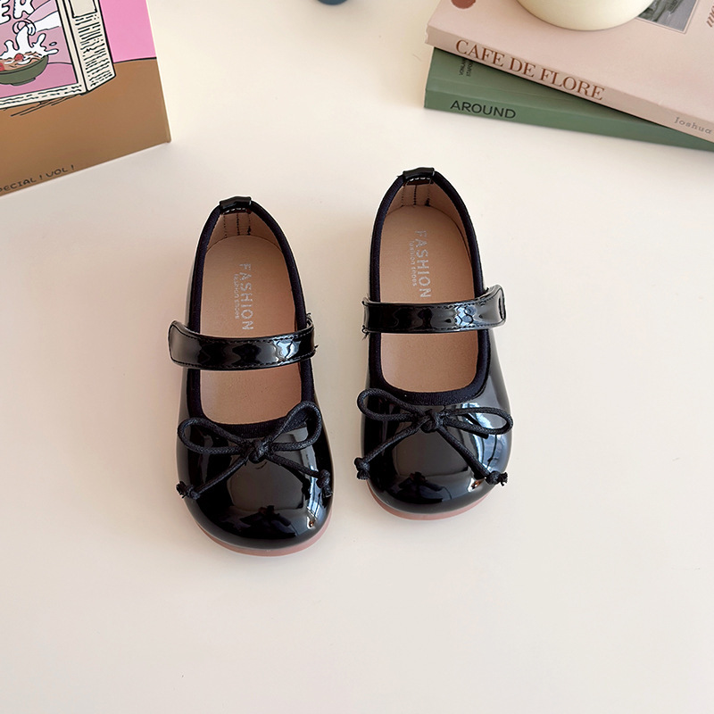 Girls' Bow Knot Soft Soled Leather Shoes Spring Autumn New Style Red Little Girl Loafers Baby Shoes_voghion.com