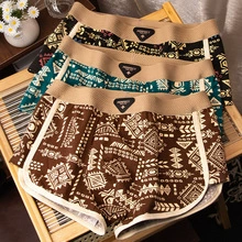 Мужское нижнее белье в этническом стиле в стиле ретро, мужские дышащие трусы-боксеры из чистого хлопка, модные боксеры с принтом Amaya, удобные