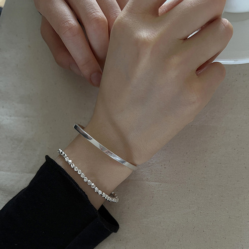 Simple plain ring bracelet for women, Korean style fashionable personality geometric square small fresh bracelet, cold style and temperament bracelet