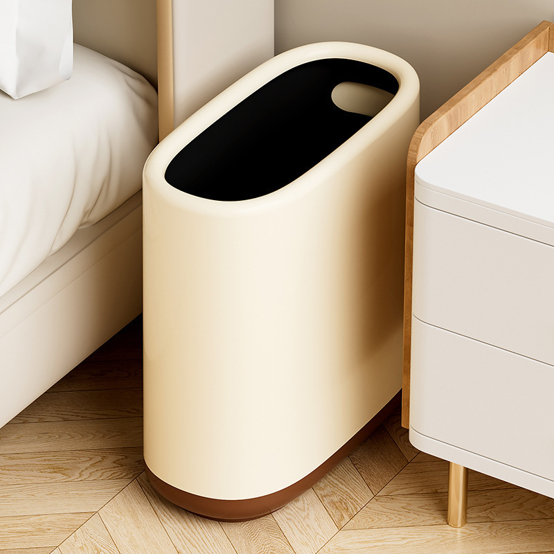 Household Press-Type Trash Can for Living Room and Kitchen, Narrow-Type Hand-Press Trash Can for Bathroom with Lid Household Press-Type Trash Can for Living Room and Kitchen, Narrow-Type Hand-Press Trash Can for Bathroom with Lid