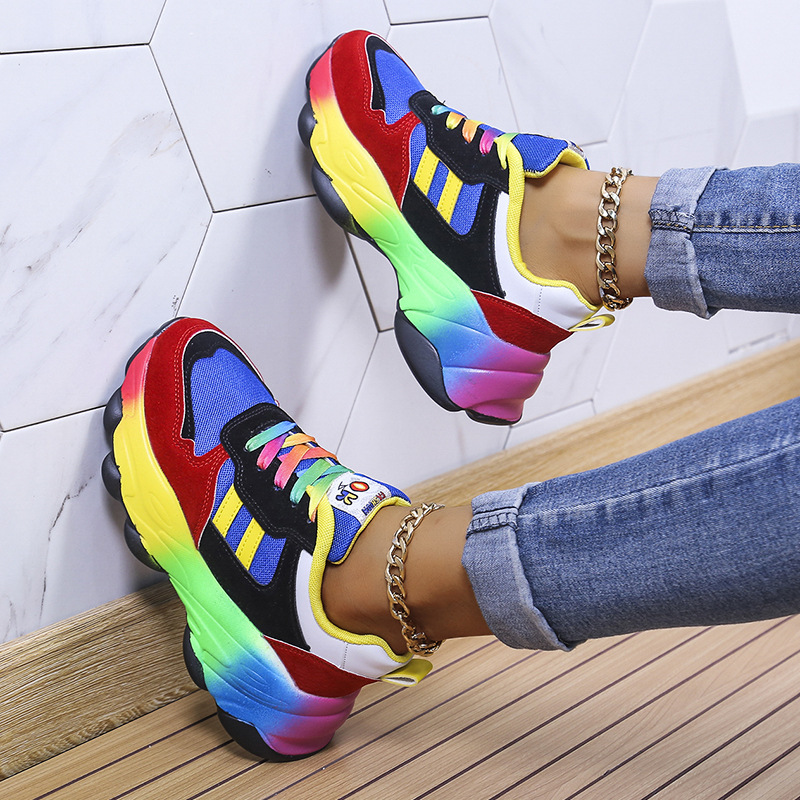 Women's Casual Vintage Style Color Block Round Toe Sports Shoes display picture 2