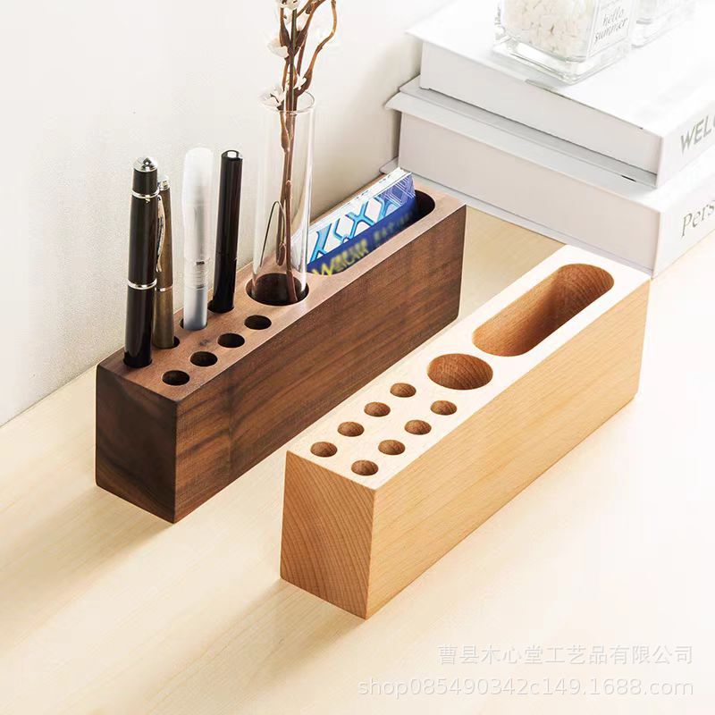木製の小さな新鮮なペンホルダー、クリエイティブな多機能ペンホルダー、ホームオフィスのデスクトップ装飾品、ペンインサート、名刺ボックス|undefined