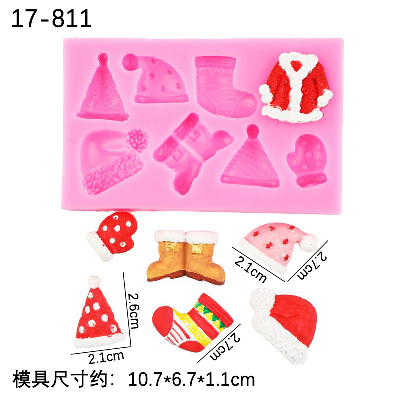 DIY epoxi Navidad árbol de Navidad galleta calcetines modelado molde de silicona fondant molde de decoración de chocolate hecho a mano