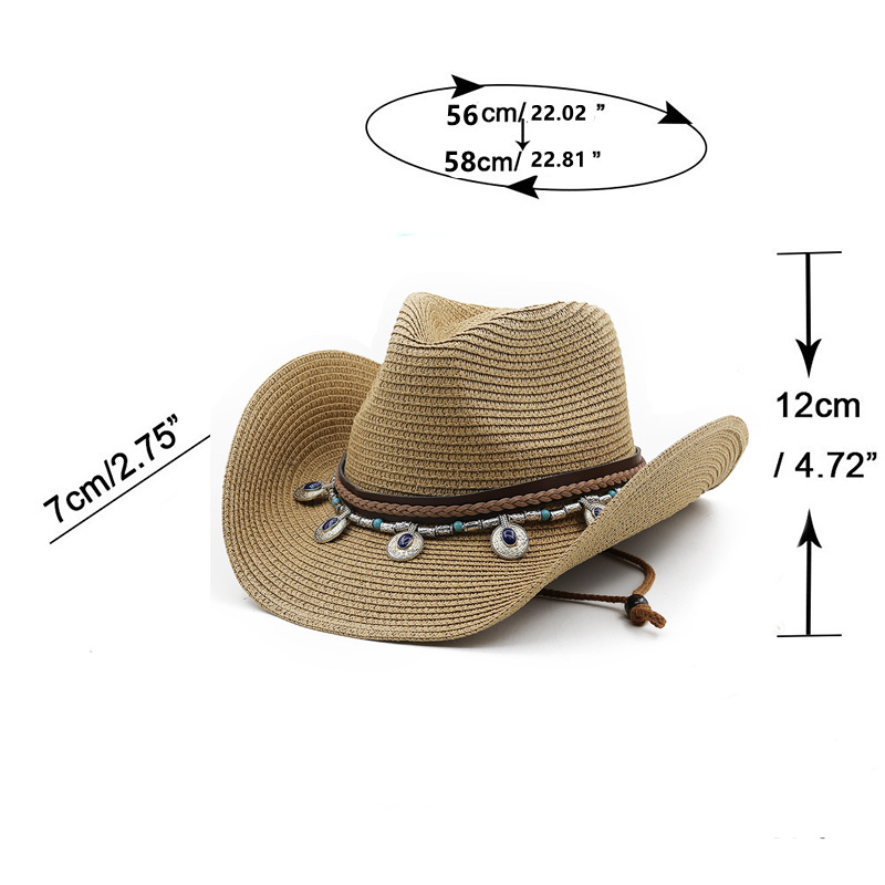 Unisex Cowboy Style Solid Color Wide Eaves Straw Hat display picture 1