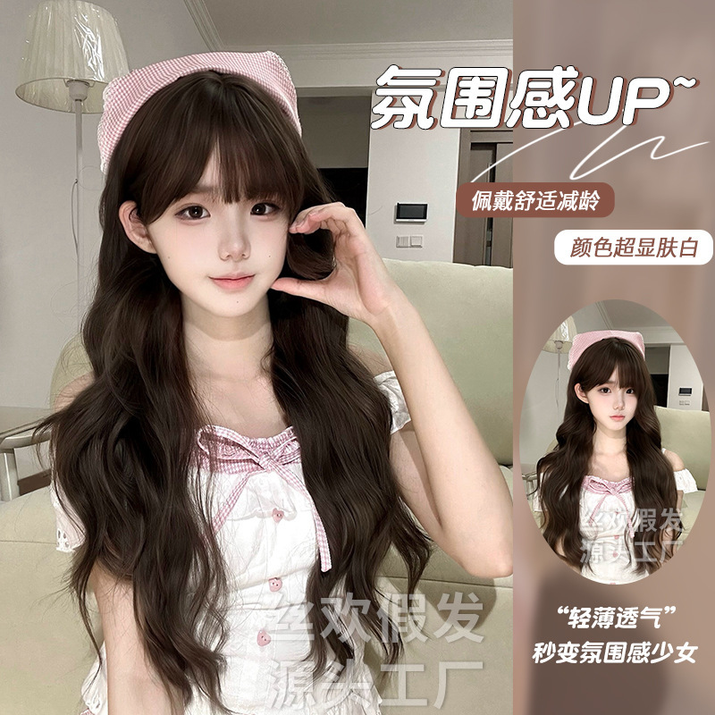 Silk Huan Cross-border Wig Women's Long Hair Full-cover Wig Large Wave Long Curly Hair Lolita Full-cover Curly Hair