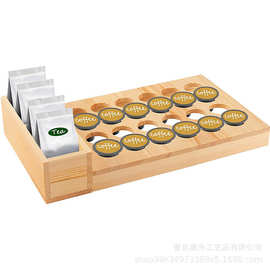 亚马逊新品竹制咖啡胶囊收纳架桌面多用可折叠木质菜单架支撑架