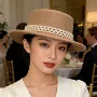 聚会法式冬季咖啡色平顶帽
