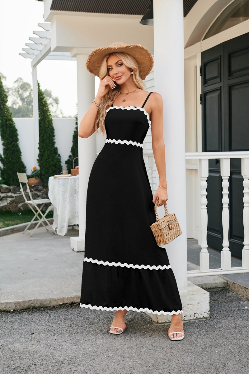 Women's Strap Dress Simple Style Strap Backless Sleeveless Color Block Midi Dress Holiday Daily display picture 5