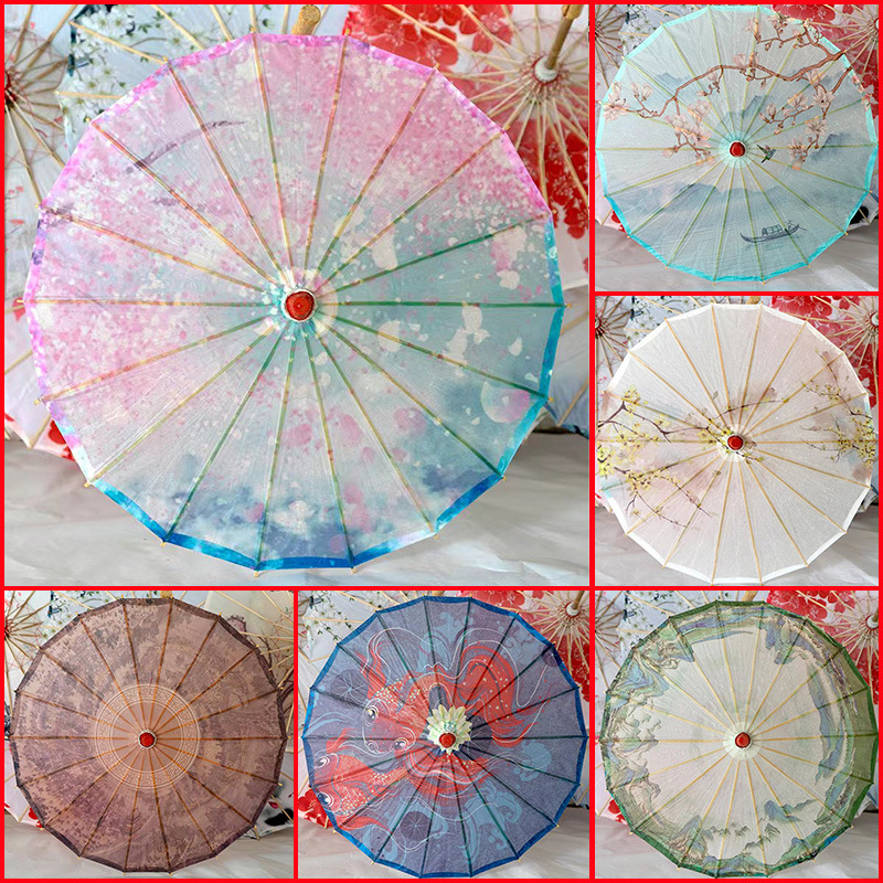 Rainproof Sunscreen Antique Oil Paper Umbrella Ancient Costume Cheongsam Hanfu Photography Ceiling Decoration Classical Oil Paper Umbrella Props Show