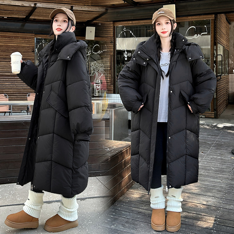 2025 nuevo algodón encapuchado invierno largo suelto y grueso chaqueta de algodón chaqueta de algodón image 2