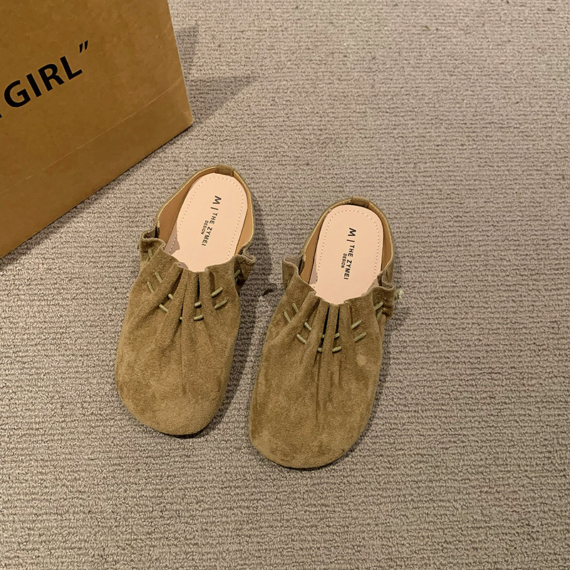 Zapatos Bocken suaves de primavera de 2025 nuevos zapatos de moda retro de un solo pie con un par de zapatos de cabeza