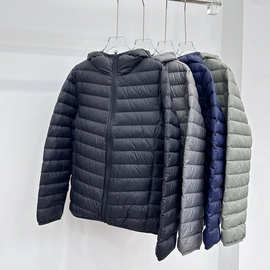 2025秋冬新款连帽短款轻薄便携排骨羽绒服男士潮流保暖休闲外套