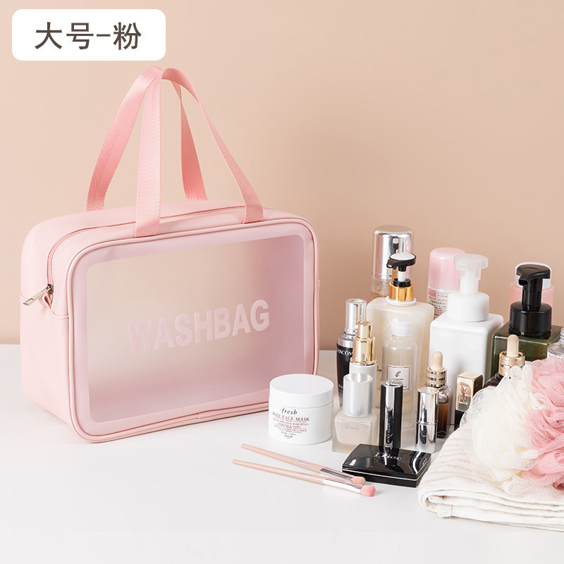 Bolsa de cosméticos transparente transfronteriza bolsa de almacenamiento impermeable de alta capacidad bolsa de lavado de maquillaje portátil PU