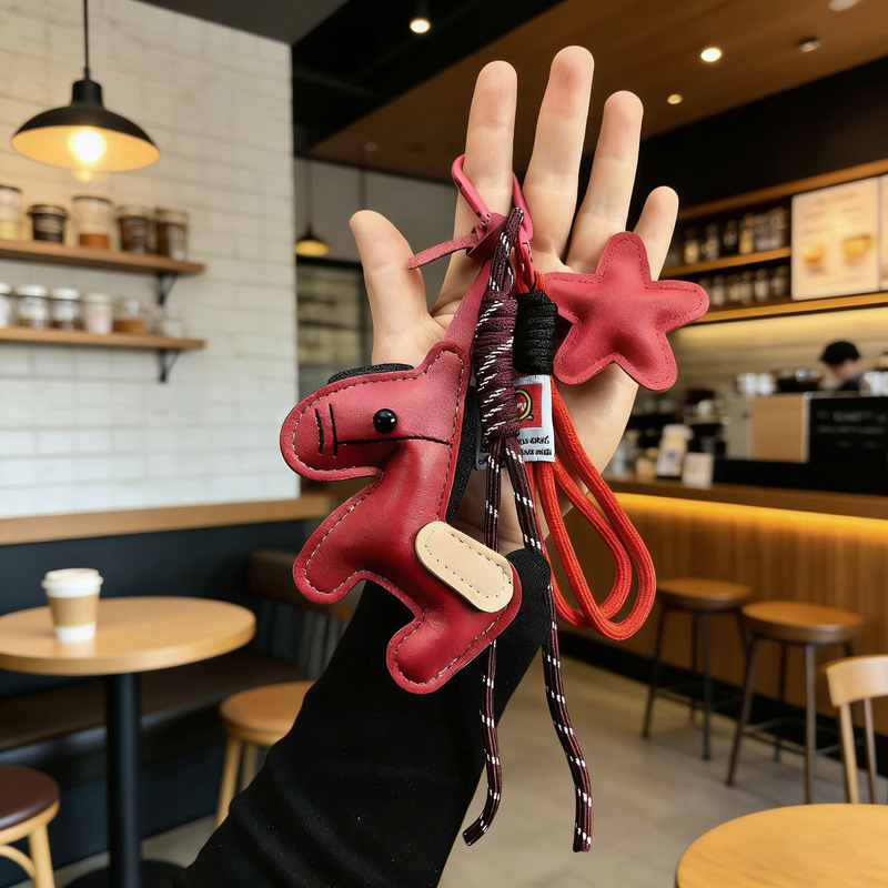 Miu Year of the Horse Pendant New Year Gift High-End Leather Pony Pendant Cute Trendy Car Keychain Bag Charm