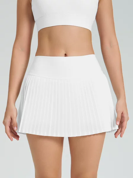 European and American Tennis Skirt Casual Breathable Pleated Sports Skirt Women's Fake Two-piece Quick-drying Anti-running High Waist Fitness Skirt