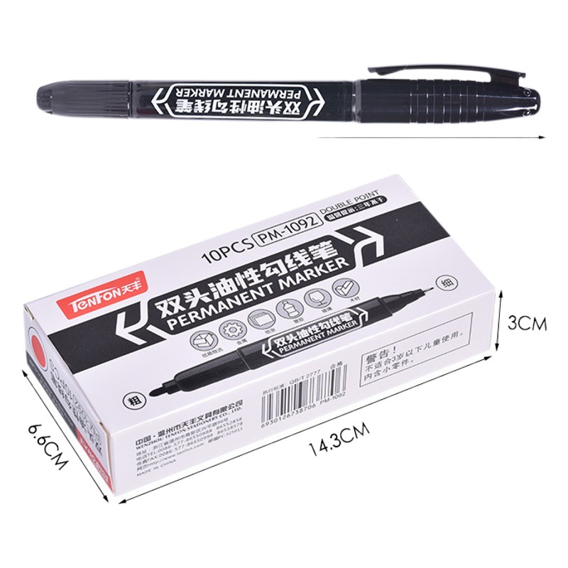PM1092 marcador de doble cabeza de arte aceitoso pluma de gancho Grande y Pequeña de doble propósito pluma de contorno almacén logística pluma 10