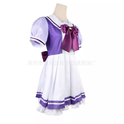 Horse Girl Cosplay Costume with White Makun in Sailor Uniform for Female Student of Tresen Academy, Anime Performance Outfit