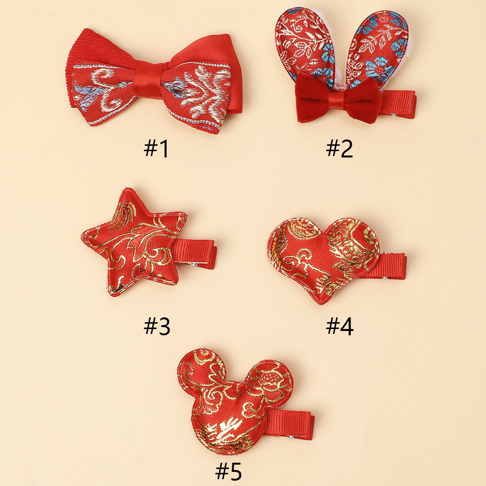 Kinder haarnadel Neue Jahr rote schleife haarnadel süße mädchen festliche seite clip mädchen Neue Jahr kopfschmuck großhandel_voghion.com
