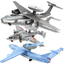 中国积木空警2000预警机拼装模型军事喷气式飞机歼16电子战机玩具