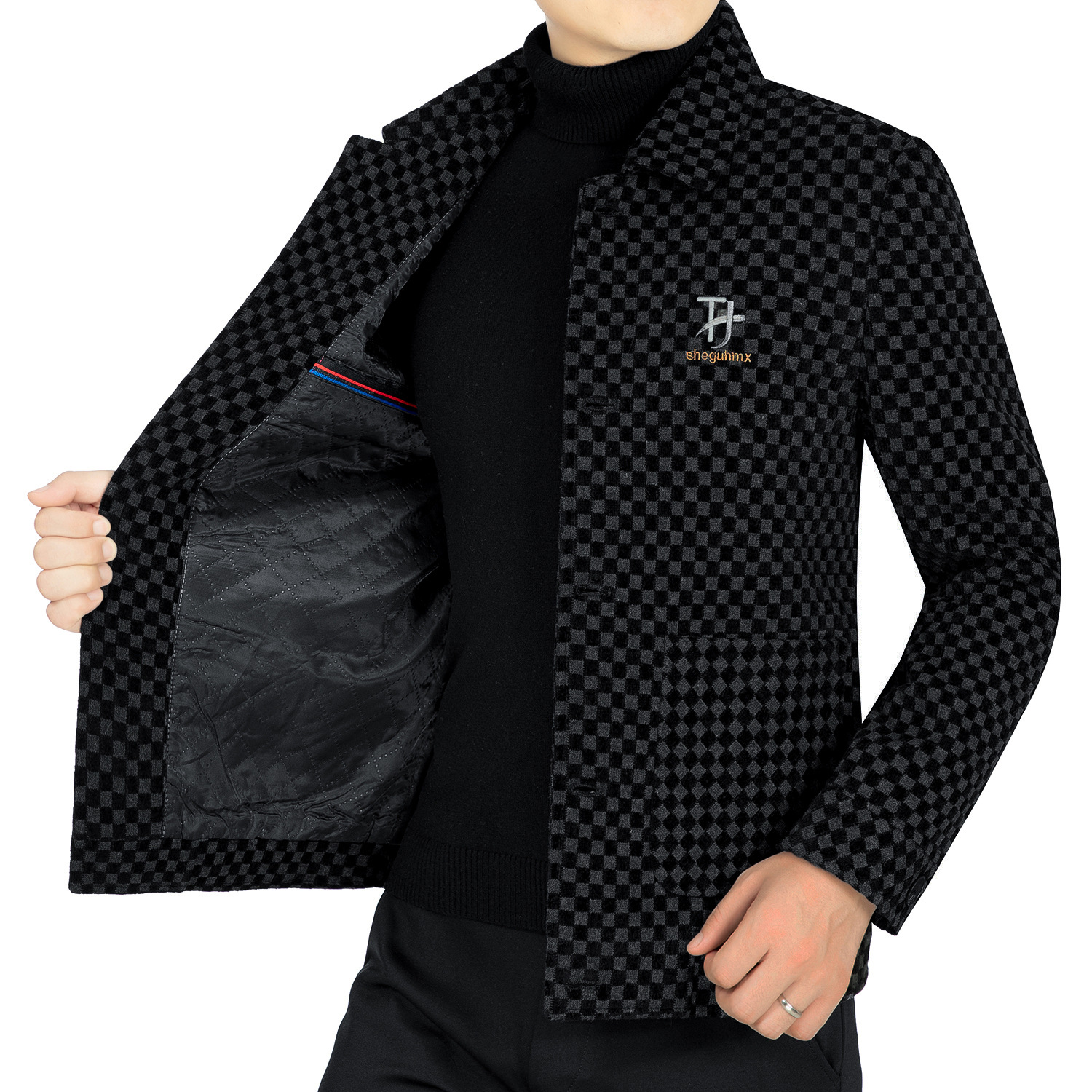 Abrigo de lana de invierno abrigo de lana casual de los hombres para el algodón joven y de mediana edad y engrosamiento ni abrigo de lana de los hombres