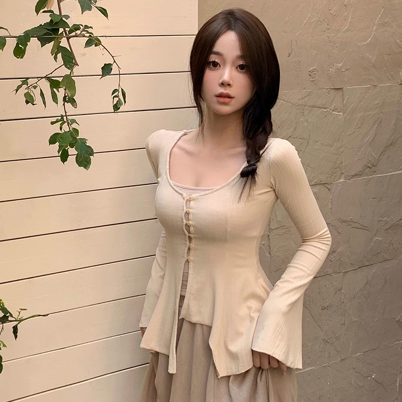 官图实价 宫廷风复古开衫上衣女秋季新中式不规则轻熟高腰小衫