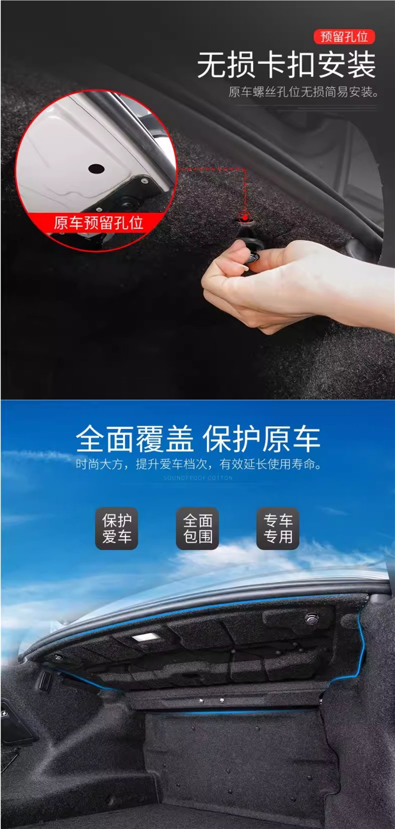 Suitable for Bmw 3 Series 5 Series Trunk Sound Insulation Cotton 525 Modified 530Li Trunk Insulation Three Series Decorative Supplies