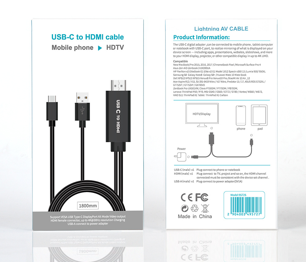 USB-C al convertidor de HDMI Teléfono móvil al cable de la conversión de HDTV USB
