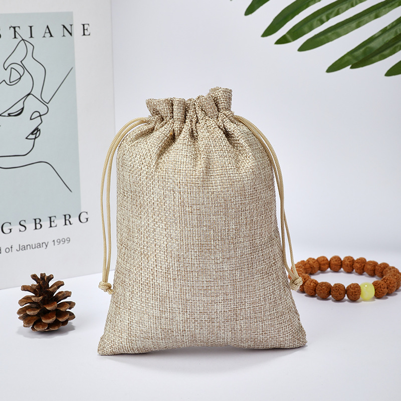 Fábrica en stock bolsa de lino Wenwan bolsa de embalaje de la joyería bolsa de té zongzi Almacenamiento de lino bolsa de cordón al por mayor