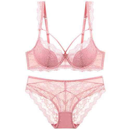 European and American sexy lace underwear for women, thin cotton, big breasts, small, comfortable, breathable, push-up, large size bra set