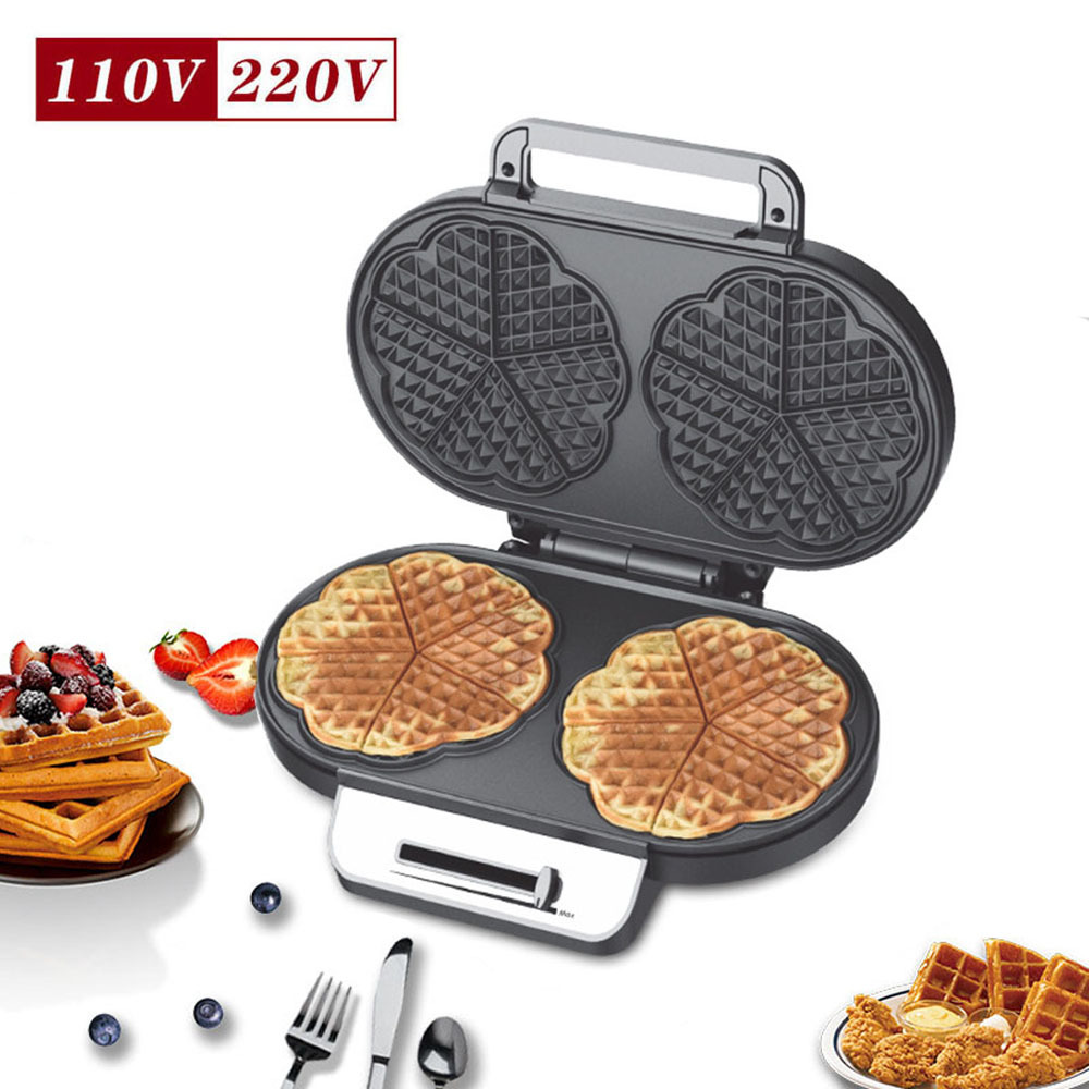 Hogar 110V de dos piezas de doble placa amor Waffle Maker sandwichera eléctrica para hornear pan máquina de desayuno Waffle Maker