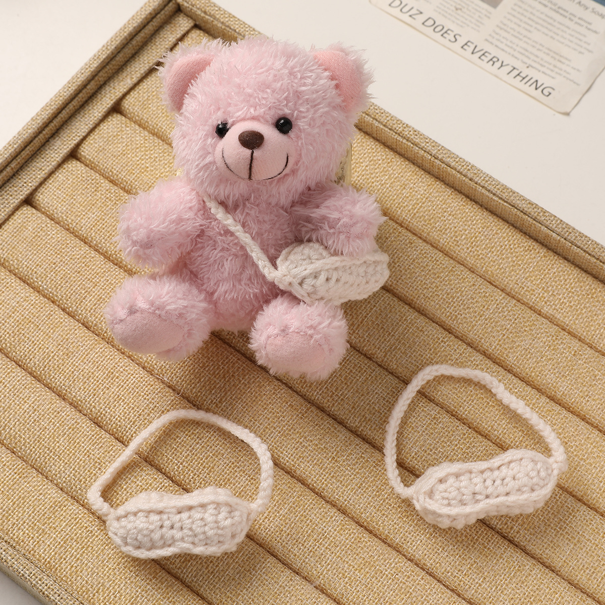 Linda muñeca de oso, bolsa de maní, accesorios colgantes, bolsa de ganchillo tejida a mano de bricolaje, accesorios de muñeca de felpa