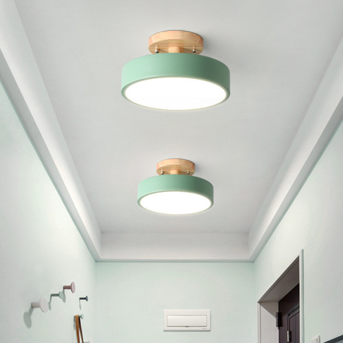 Nordic entrance hall ceiling lamp balcony lamp wood round cloakroom study corridor lamp bathroom lighting