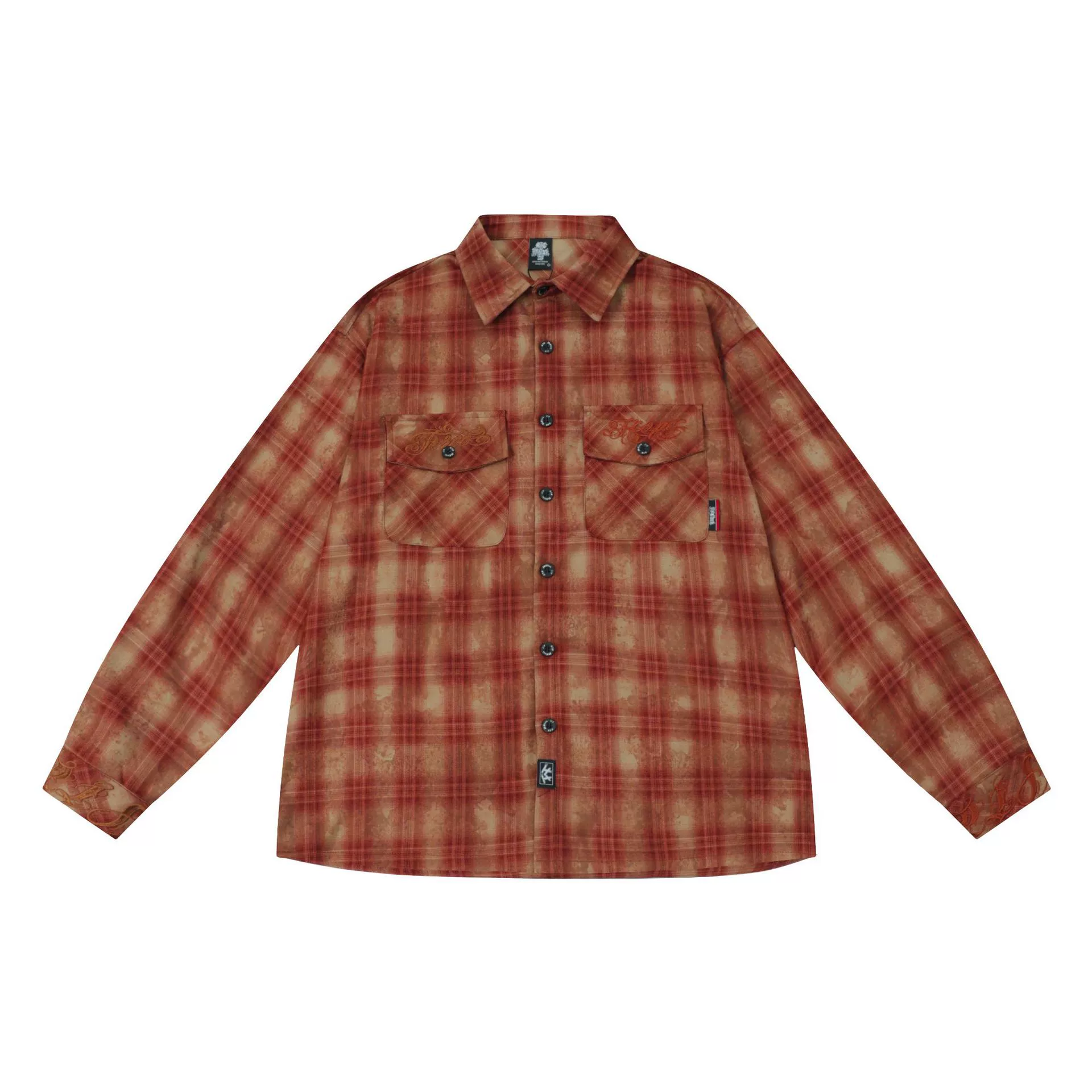 Mint Cat Нейтральный 2024 Осенний новый реальный снимок американский ретро пара прилив клетчатая рубашка с длинными рукавами