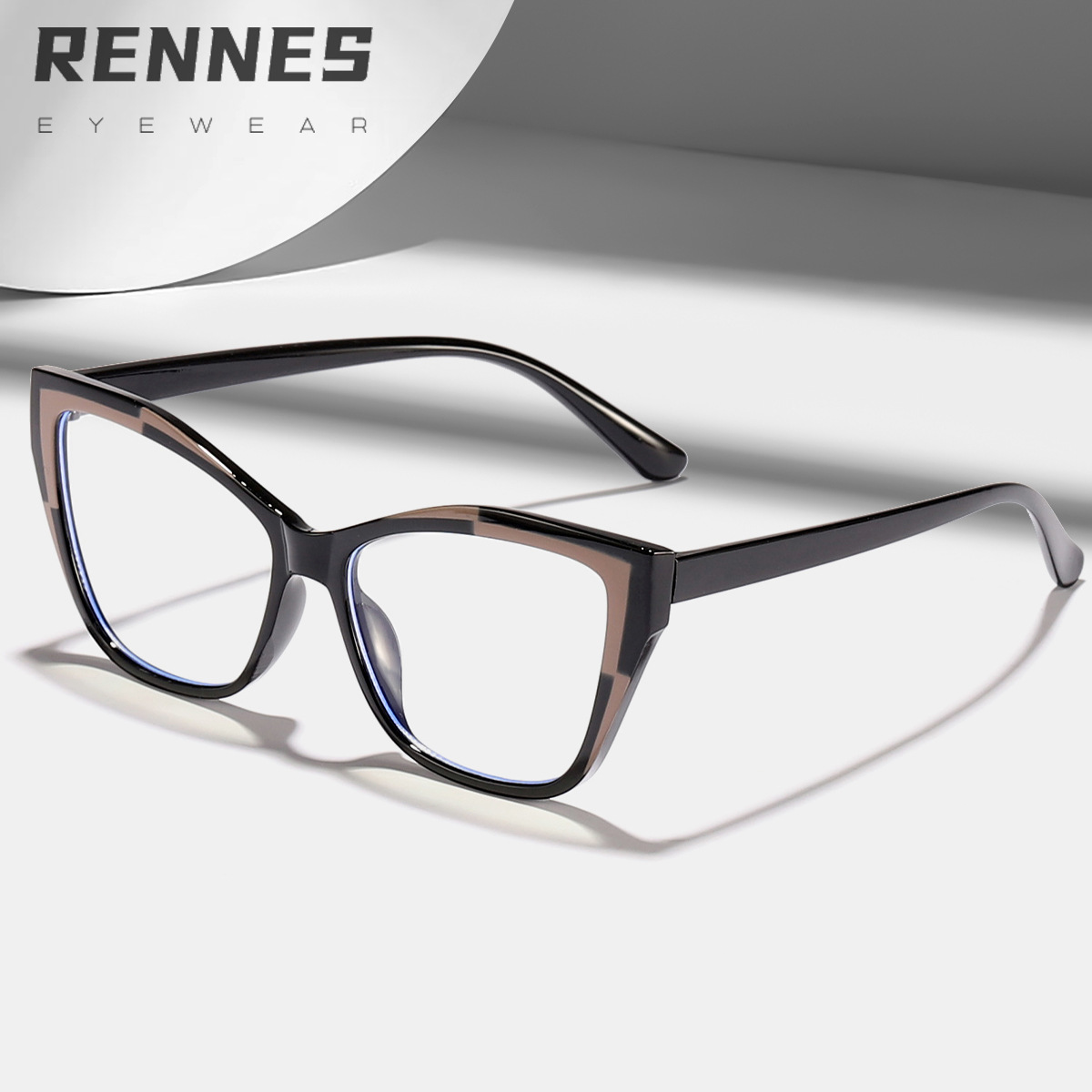 Espejo plano de contraste de ojo de gato europeo y americano, nueva celebridad de Internet transfronteriza, el mismo estilo, gafas a prueba de luz azul con personalidad, gafas con montura de miopía