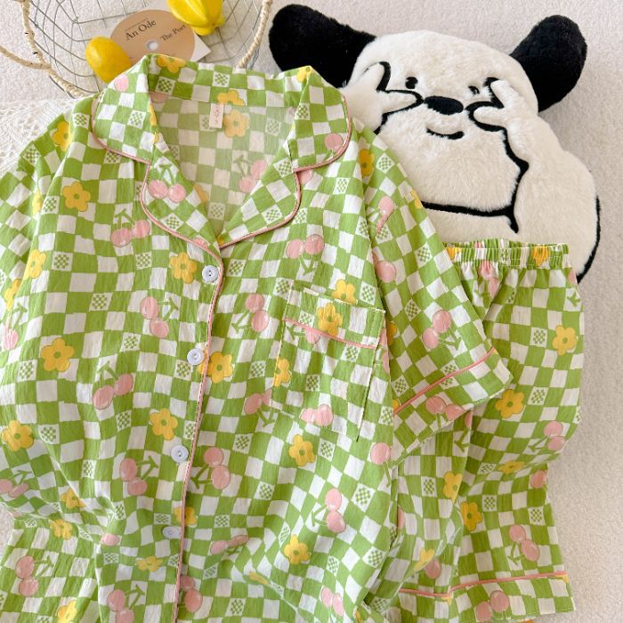 Venta al por mayor transfronteriza nube de algodón 120G estilo caliente pijamas mujeres verano dulces pantalones cortos de manga corta dibujos animados ropa para el hogar traje