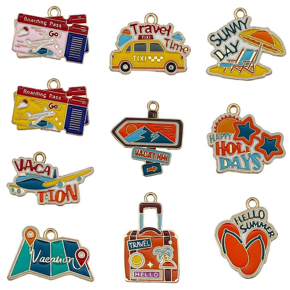 可爱卡通合金滴油汽车出租车行李牌挂件耳饰项链吊坠DIY饰品配件