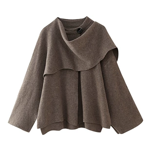 Зимний однотонный шарф, связанная куртка, европейский стиль, оверсайз
