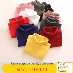Korean children's pure cotton velour ribbed turtleneck undershirt for boys and girls, pure cotton undershirt, non-fading and non-pilling