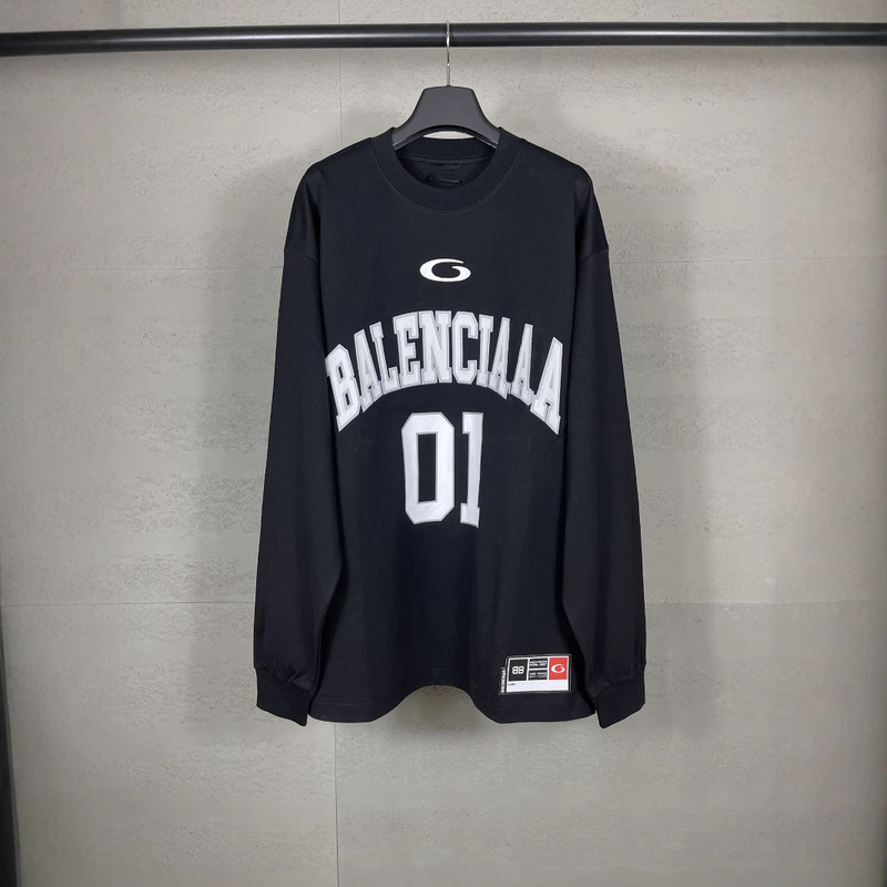 Correct Version high quality B 25SS New Basketball Series Manchester United Embroidered Print Florist Loose Long Sleeve T-Shirt