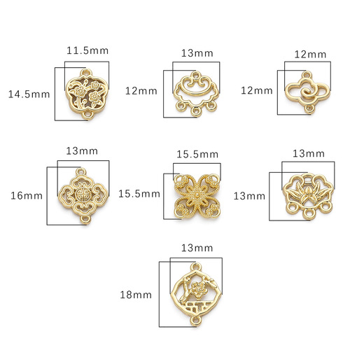 14K gold-plated alloy double-petal peony and lotus earring clips for ancient-style hairpins, handmade DIY self-made accessories materials