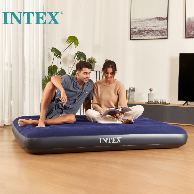 intex inflatable bed camping single thickened outdoor air cushion bed home enlarged flocking lunch break inflatable mattress