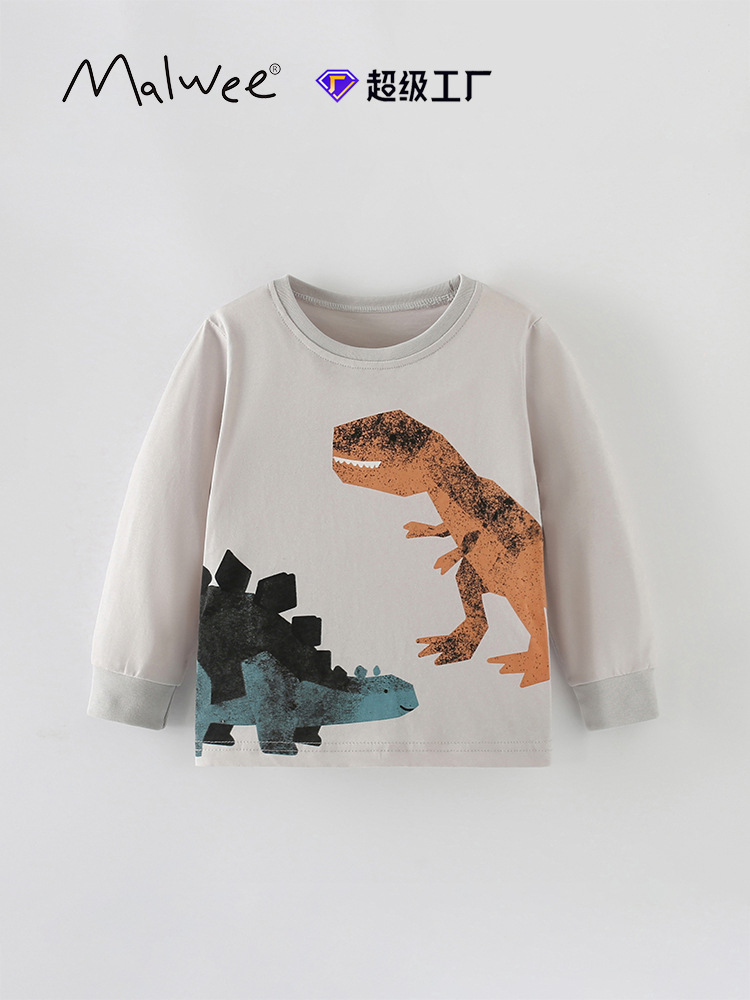 Malwee transfronterizo camiseta de niño otoño invierno nuevo estilo europeo y americano de niños de cuello redondo camiseta de base casual de manga larga de otoño blusa